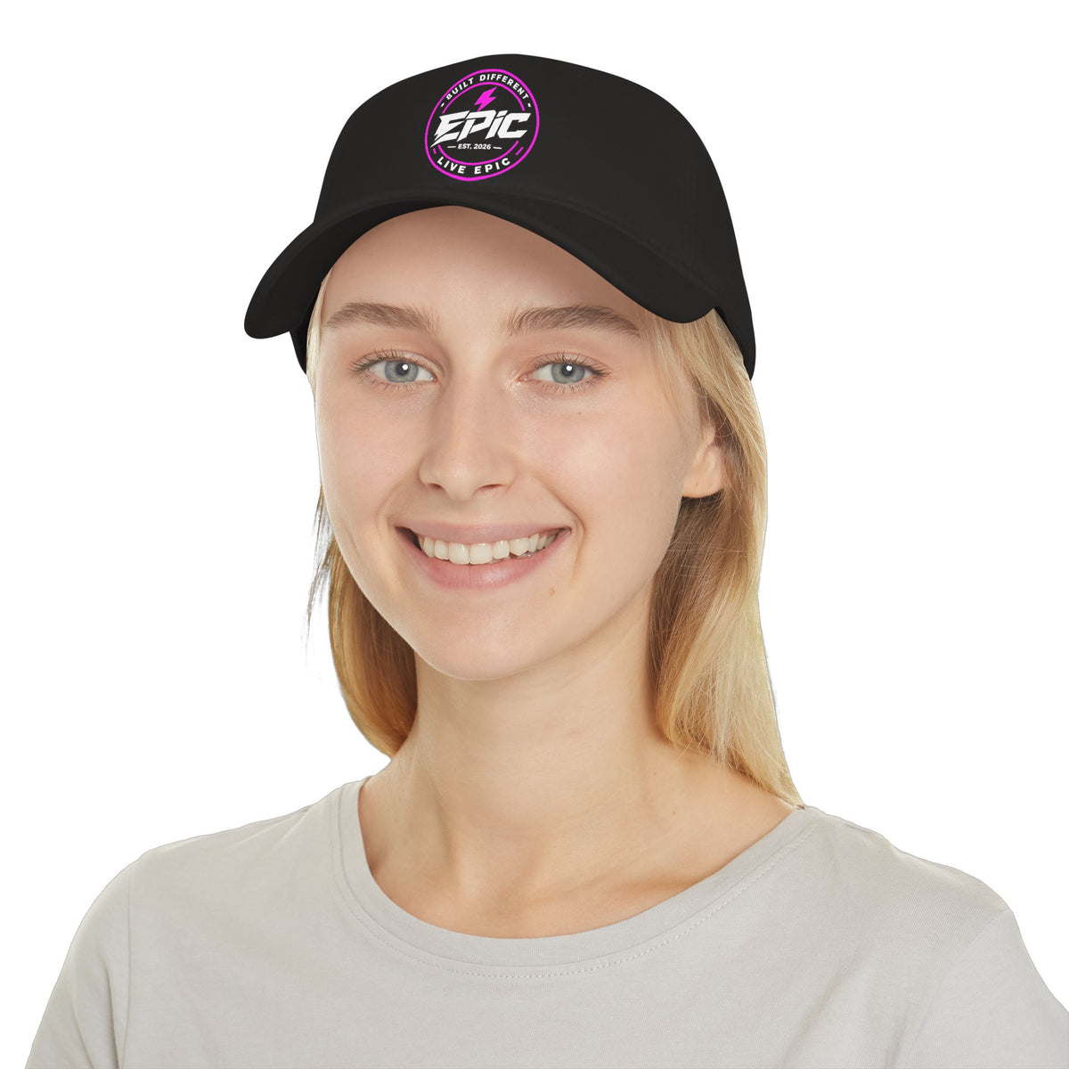 Ember Bolt Baseball Cap — Brand Neon Pink Energy Logo Low-Profile Hat