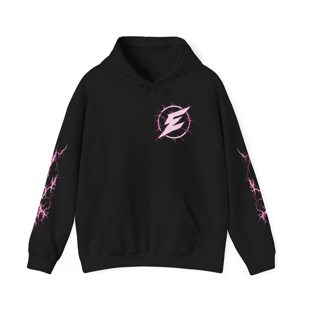 Epic Lightning Hoodie – 'EPIC' Logo Black Hooded Sweatshirt with Neon Pink Lightning Sleeves