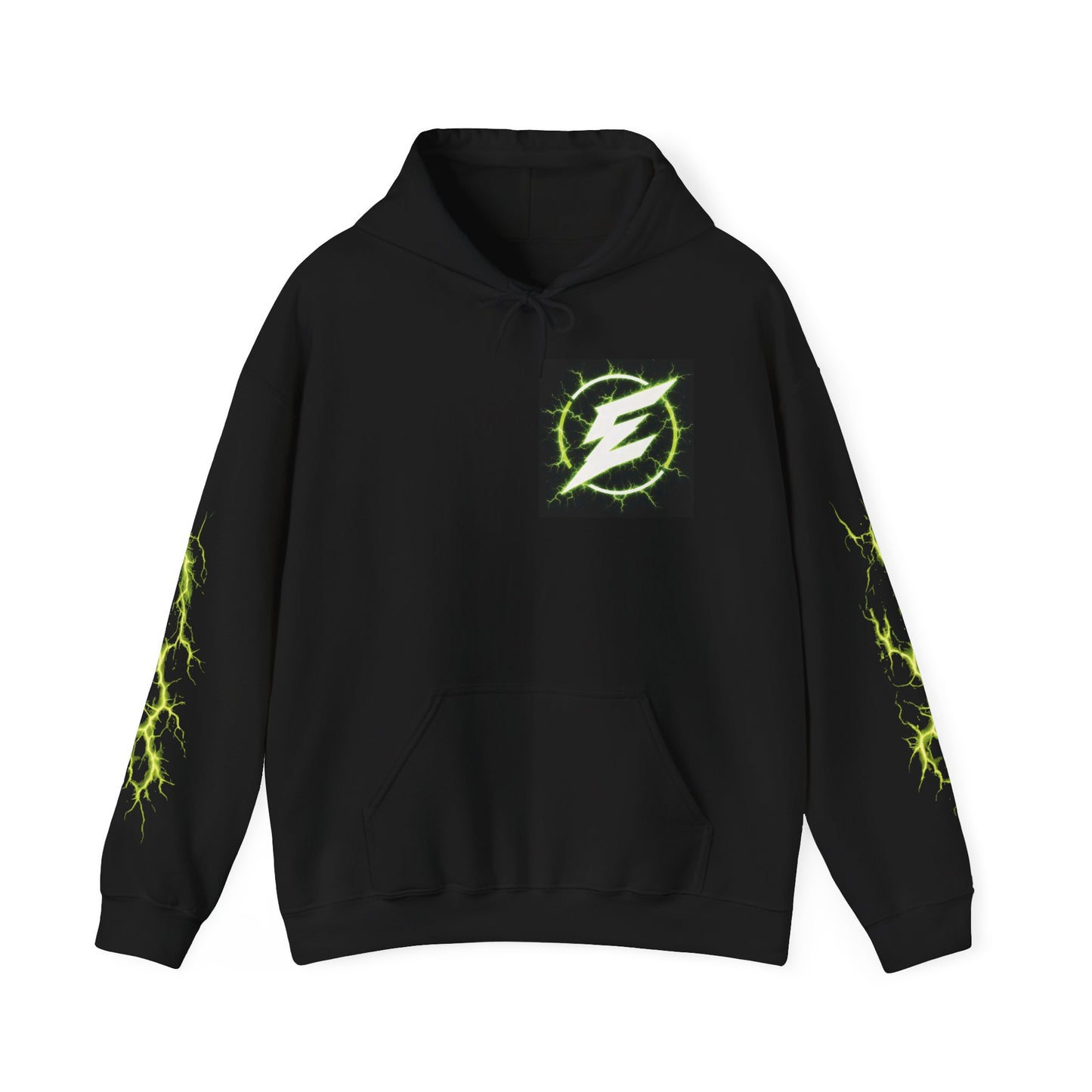 Epic Lightning Hoodie – 'EPIC' Logo Black Hooded Sweatshirt with Neon Green Lightning Sleeves