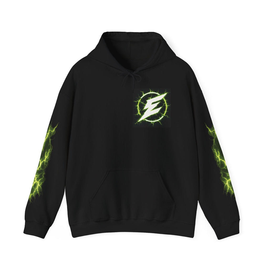 Epic Lightning Hoodie – 'EPIC' Logo Black Hooded Sweatshirt with Neon Green Lightning Sleeves