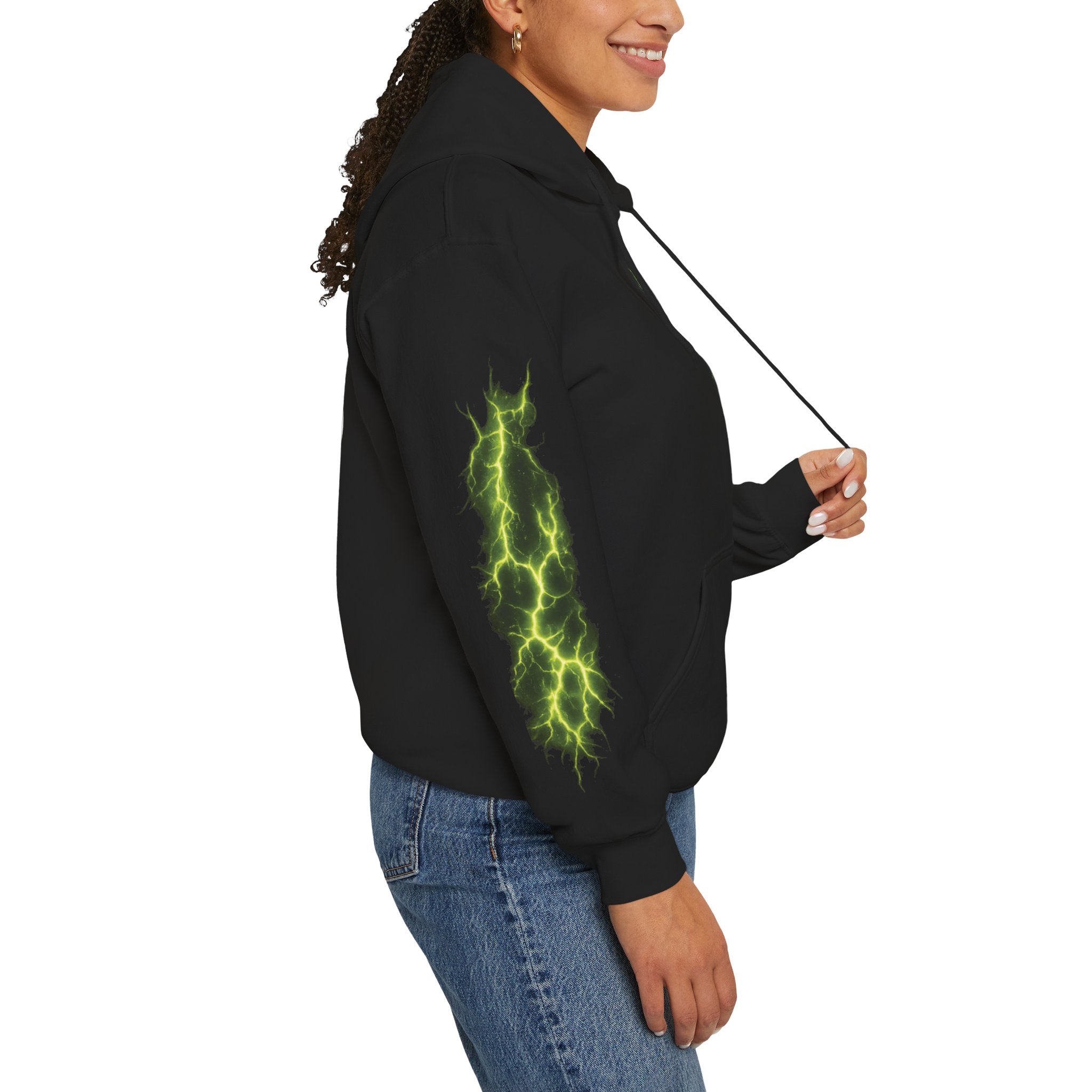 Epic Lightning Hoodie – 'EPIC' Logo Black Hooded Sweatshirt with Neon Green Lightning Sleeves
