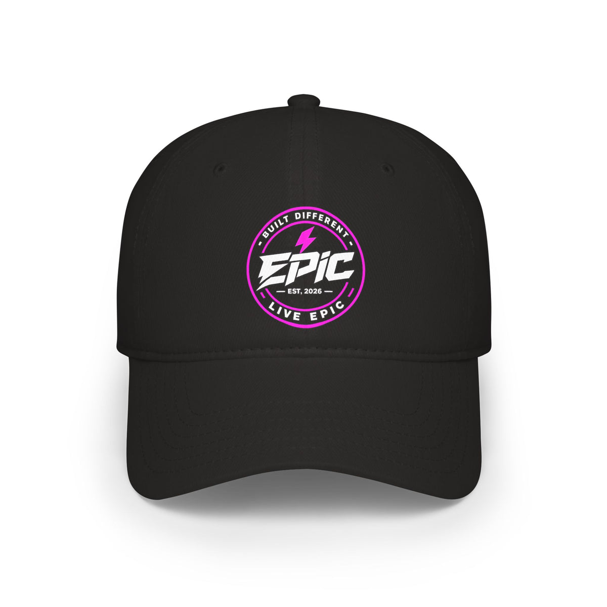 Ember Bolt Baseball Cap — Brand Neon Pink Energy Logo Low-Profile Hat