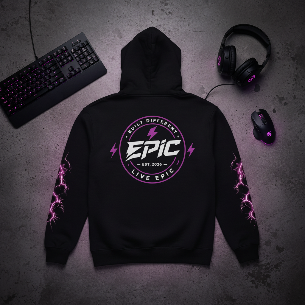 Epic Hoodie Square Flat Lay Mockup